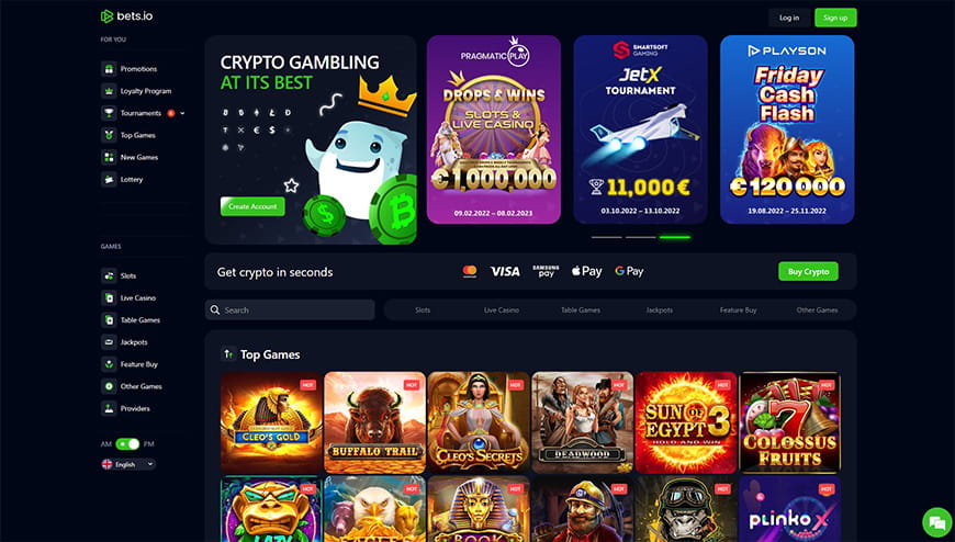 Bets.io homepage